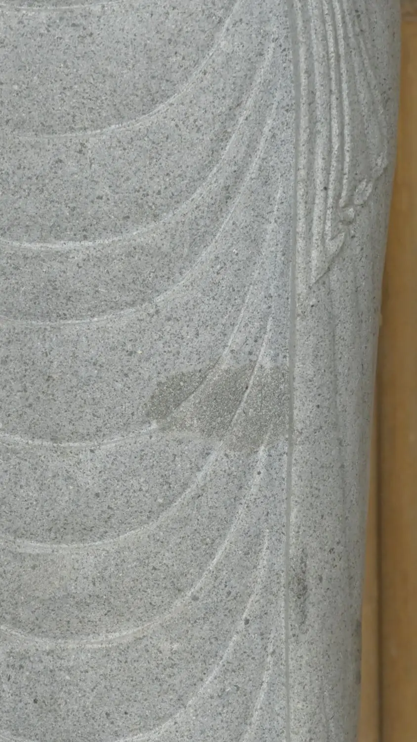  Product image 4 of the product “Standing Buddha made of Riverstone in Dharmachakra position - gesture of wheel of the teaching of Dharma. About 150cm height. ”